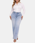 Mid-Low Rise BBL Jeans Wide Leg Light Blue