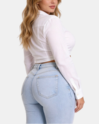 Mid-Low Rise BBL Jeans Wide Leg Light Blue