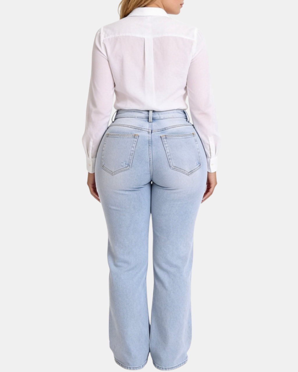 Mid-Low Rise BBL Jeans Wide Leg Light Blue