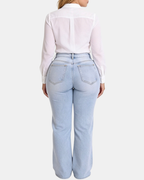 Mid-Low Rise BBL Jeans Wide Leg Light Blue
