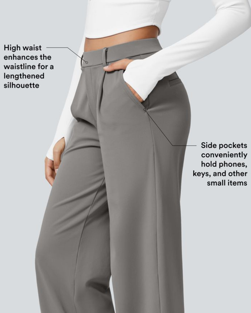 DayStretch High Waisted Pocket Straight Leg Work Pants