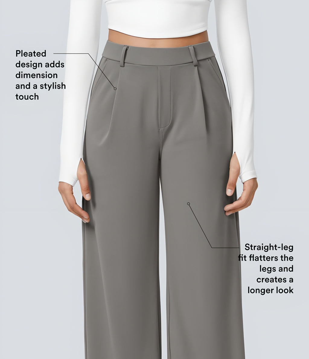 DayStretch High Waisted Pocket Straight Leg Work Pants