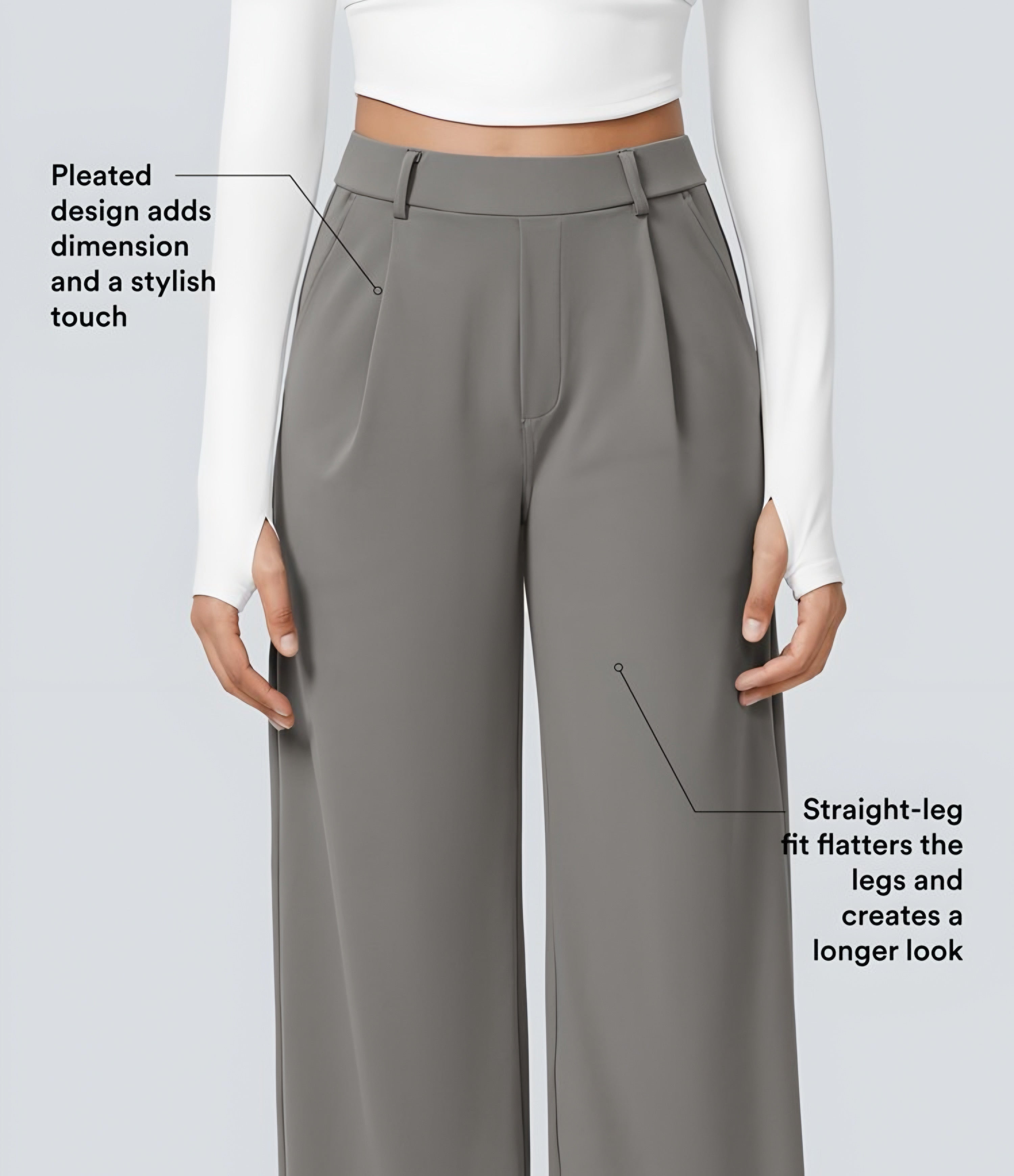DayStretch High Waisted Pocket Straight Leg Work Pants