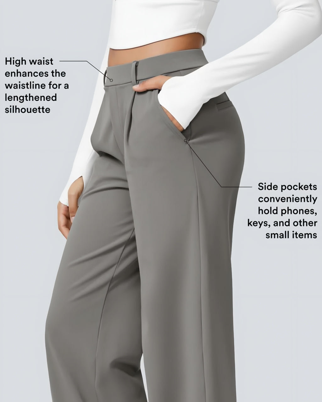 DayStretch High Waisted Pocket Straight Leg Work Pants