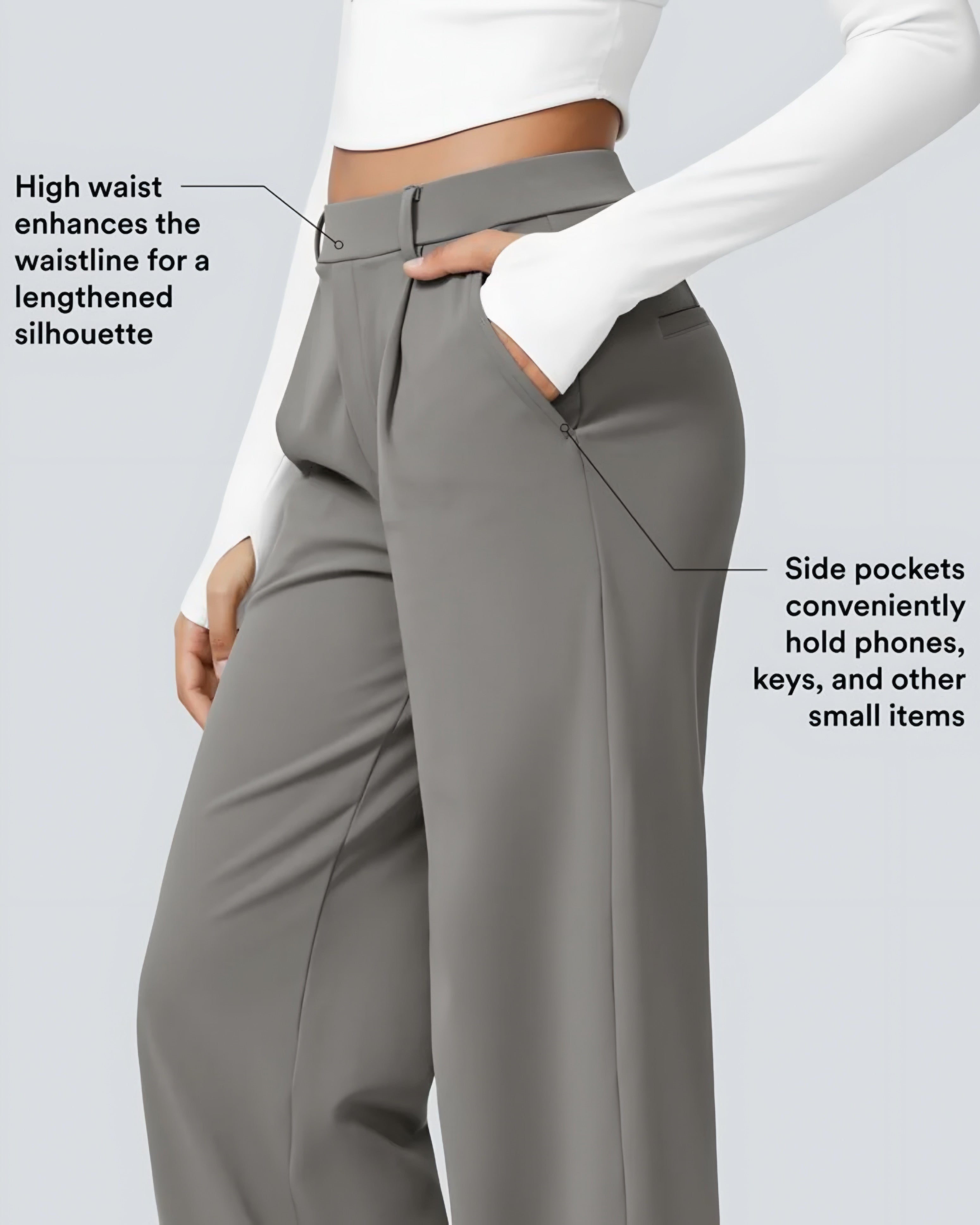 DayStretch High Waisted Pocket Straight Leg Work Pants